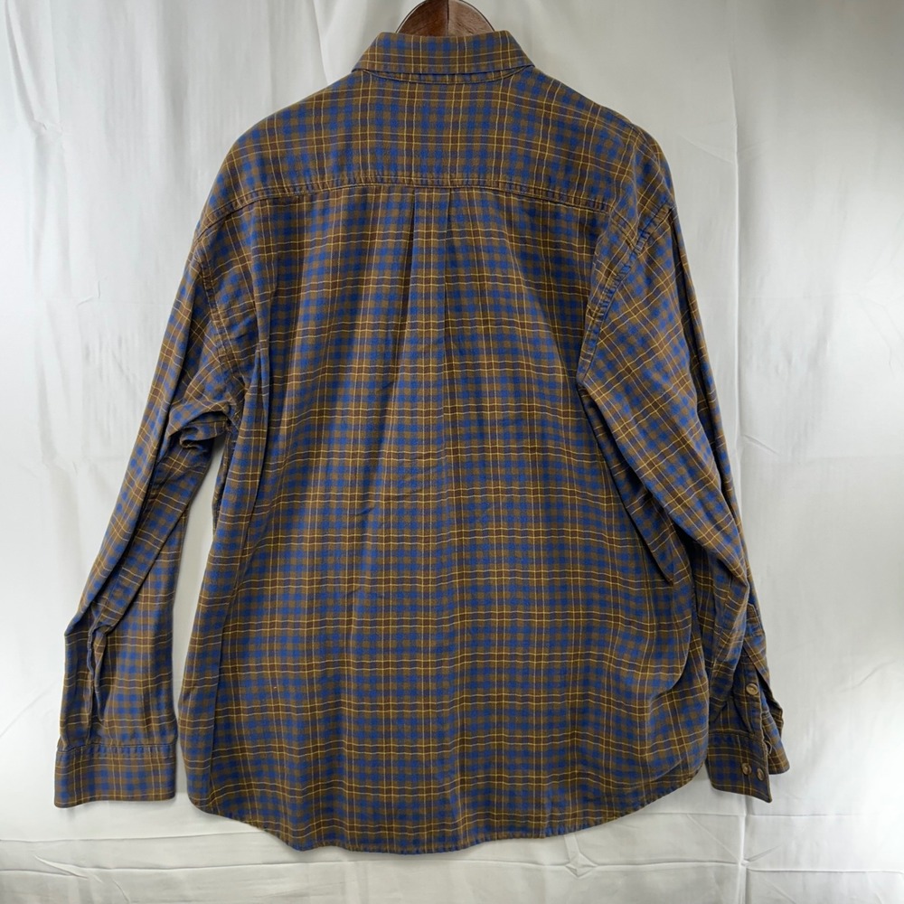 Drysdales Button Down Shirt Mens XL Blue Brown Plaid Long Sleeve USA Made - Picture 6 of 8